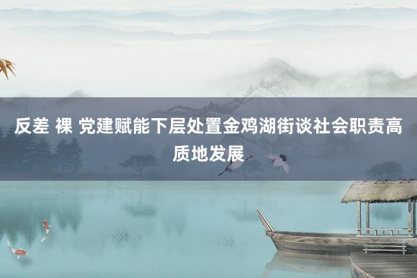 反差 裸 党建赋能下层处置金鸡湖街谈社会职责高质地发展