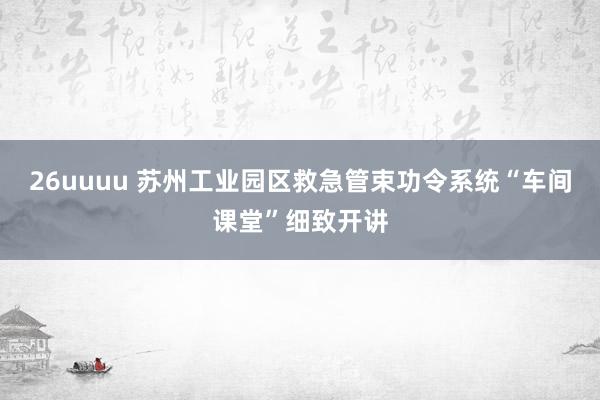 26uuuu 苏州工业园区救急管束功令系统“车间课堂”细致开讲