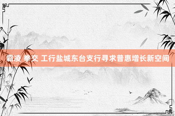 霸凌 拳交 工行盐城东台支行寻求普惠增长新空间