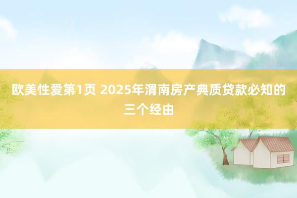 欧美性爱第1页 2025年渭南房产典质贷款必知的三个经由