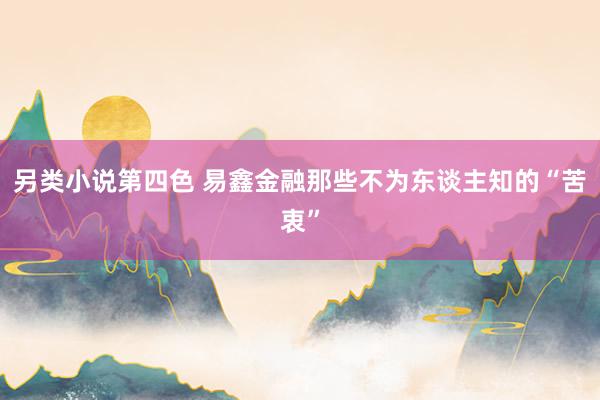另类小说第四色 易鑫金融那些不为东谈主知的“苦衷”