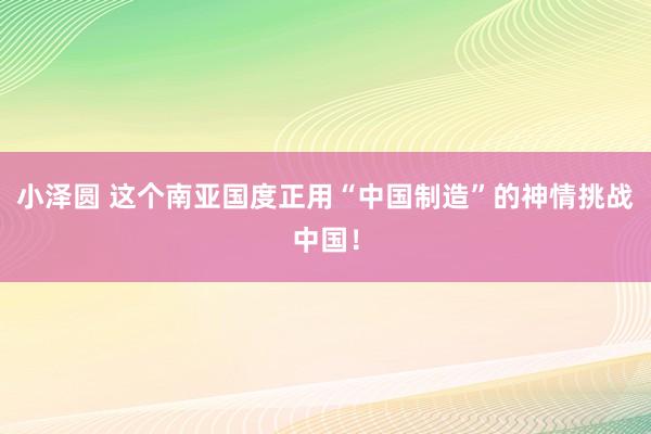 小泽圆 这个南亚国度正用“中国制造”的神情挑战中国！