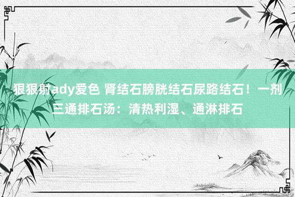 狠狠射ady爱色 肾结石膀胱结石尿路结石！一剂三通排石汤：清热利湿、通淋排石