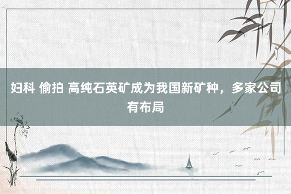 妇科 偷拍 高纯石英矿成为我国新矿种，多家公司有布局